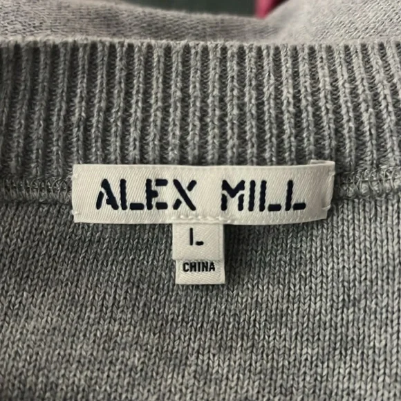 ALEX MILL Cotton Sweater Gray Large - Picture 7 of 8